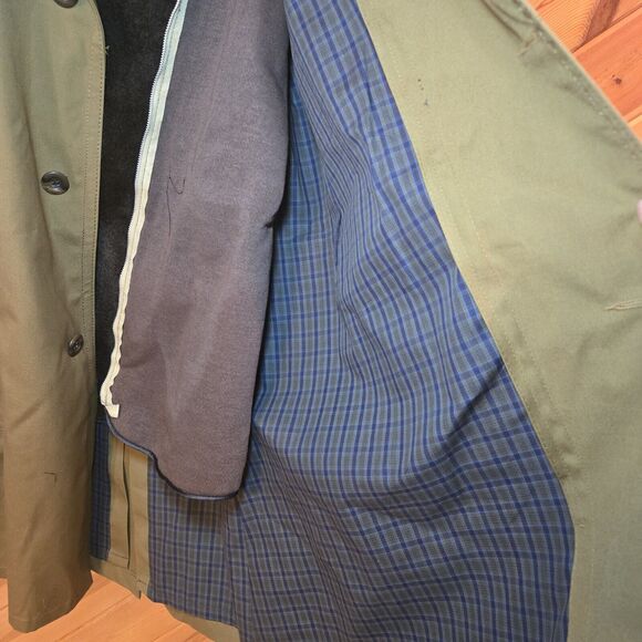 Vtg Towncraft Plus Mens Trench Coat Faux Fur Removable Liner Sz 36 - Picture 7 of 10